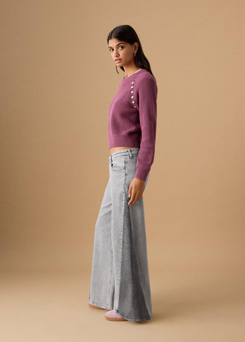 Grey Bicolour Wide-Leg Jeans, Kids Girl, 0201_TG, large image number 3