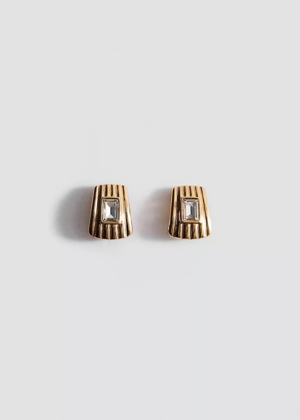 Gold Combined-Relief Earrings, Gold, large image number 3