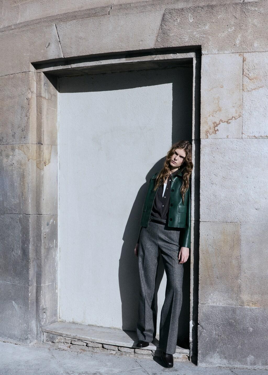 Green Faux-Leather Jacket With Pockets, 0201_43, large image number 0