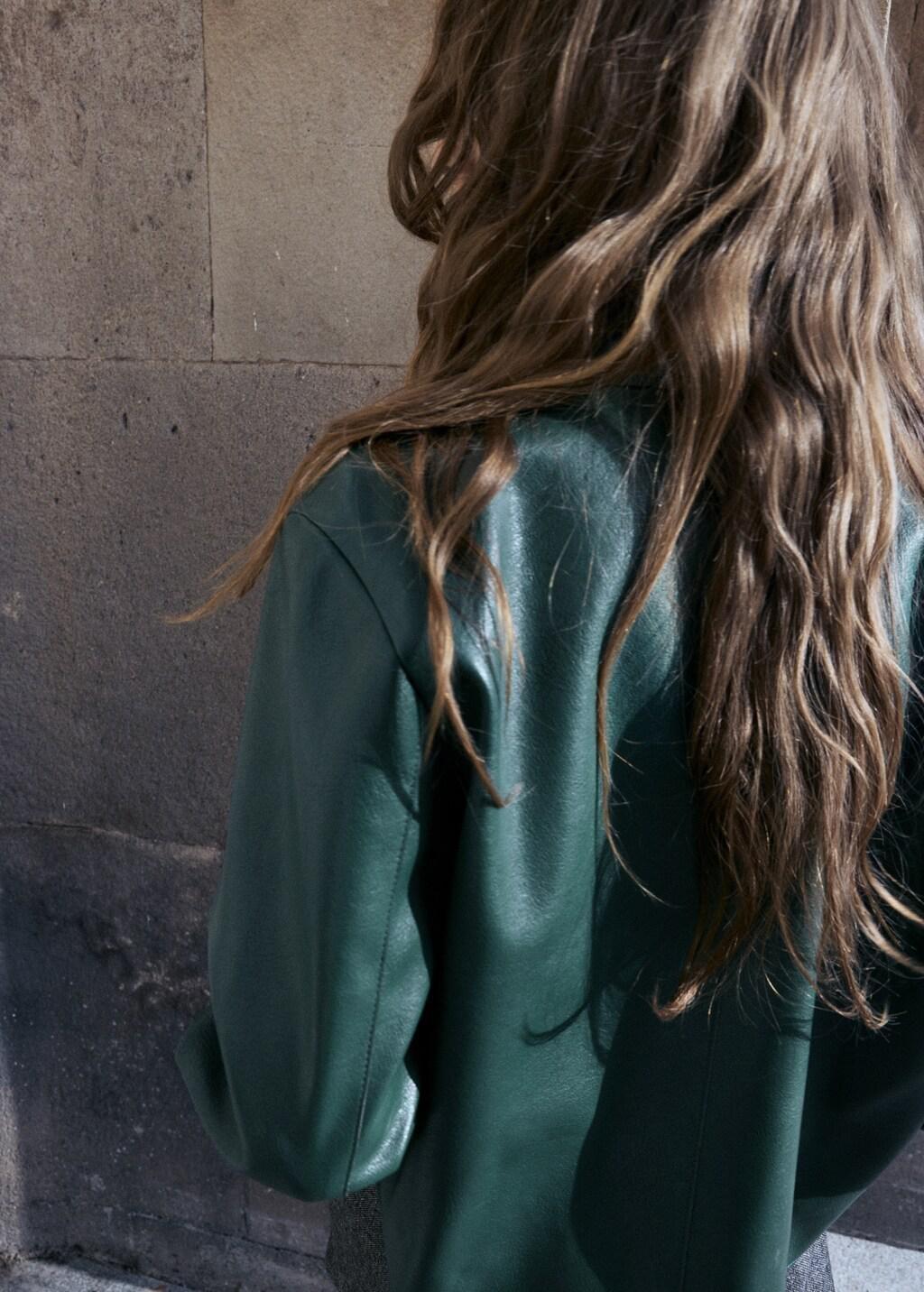 Green Faux-Leather Jacket With Pockets, 0201_43, large image number 2