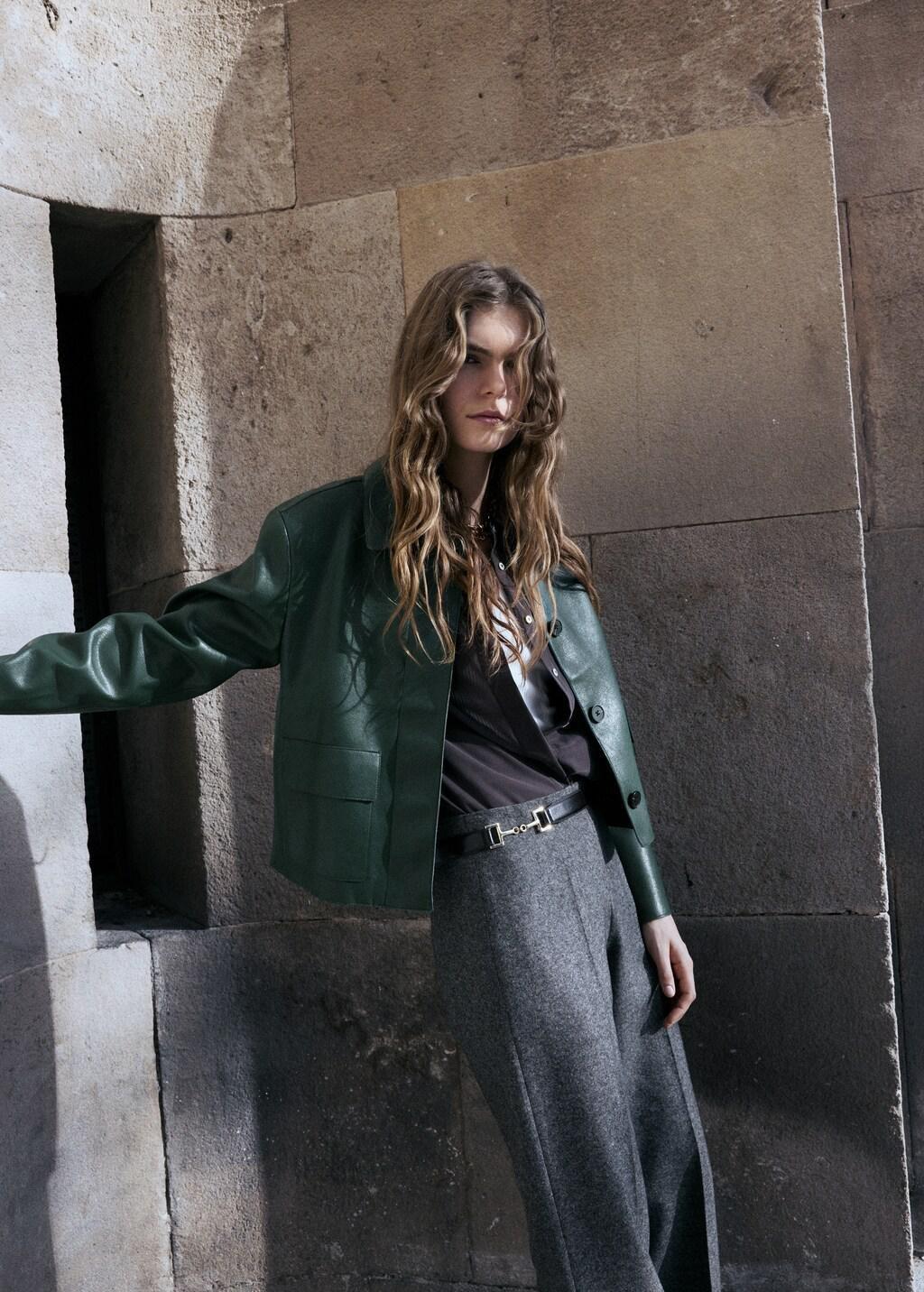 Green Faux-Leather Jacket With Pockets, 0201_43, large image number 4