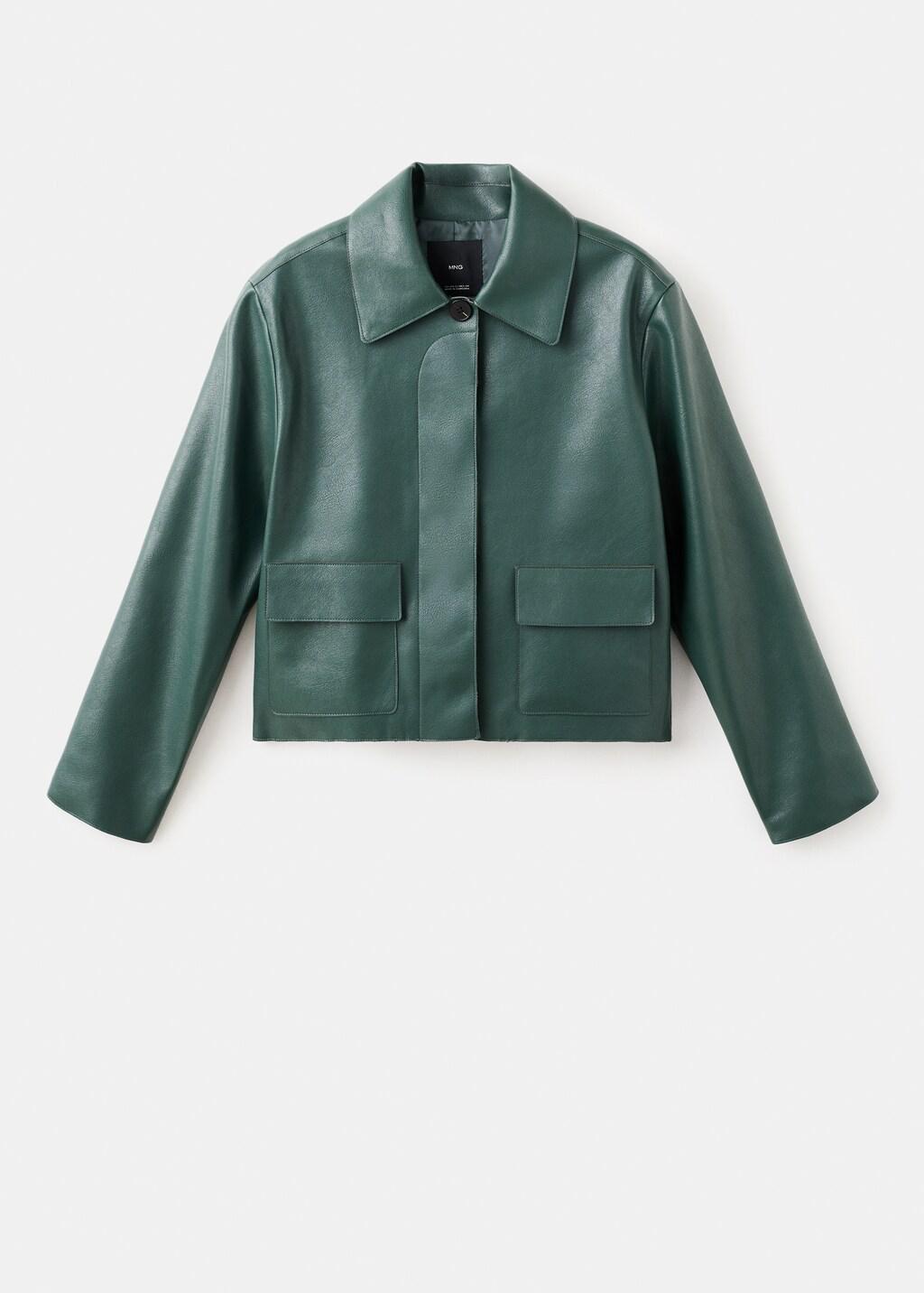 Green Faux-Leather Jacket With Pockets, 0201_43, large image number 7