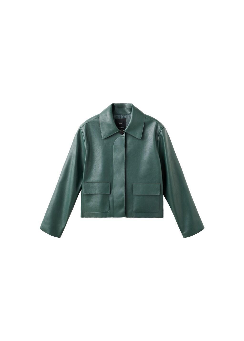 Green Faux-Leather Jacket With Pockets, 0201_43, large image number 8