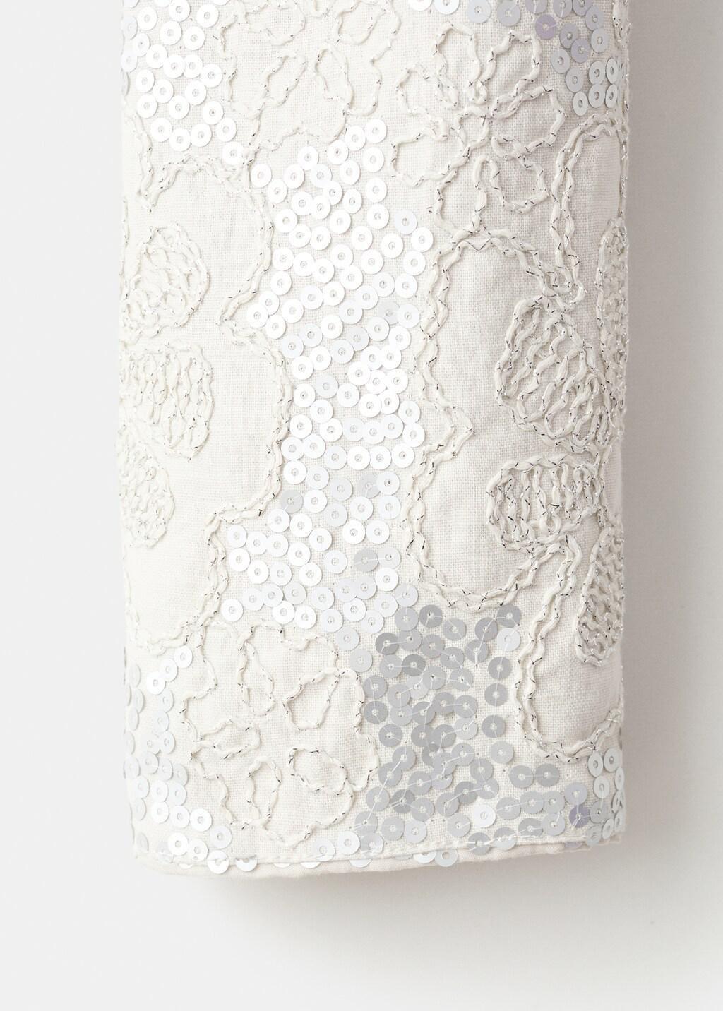 Beige Embroidered Linen Jacket With Sequins, Kids Girls, Light Beige, large image number 2