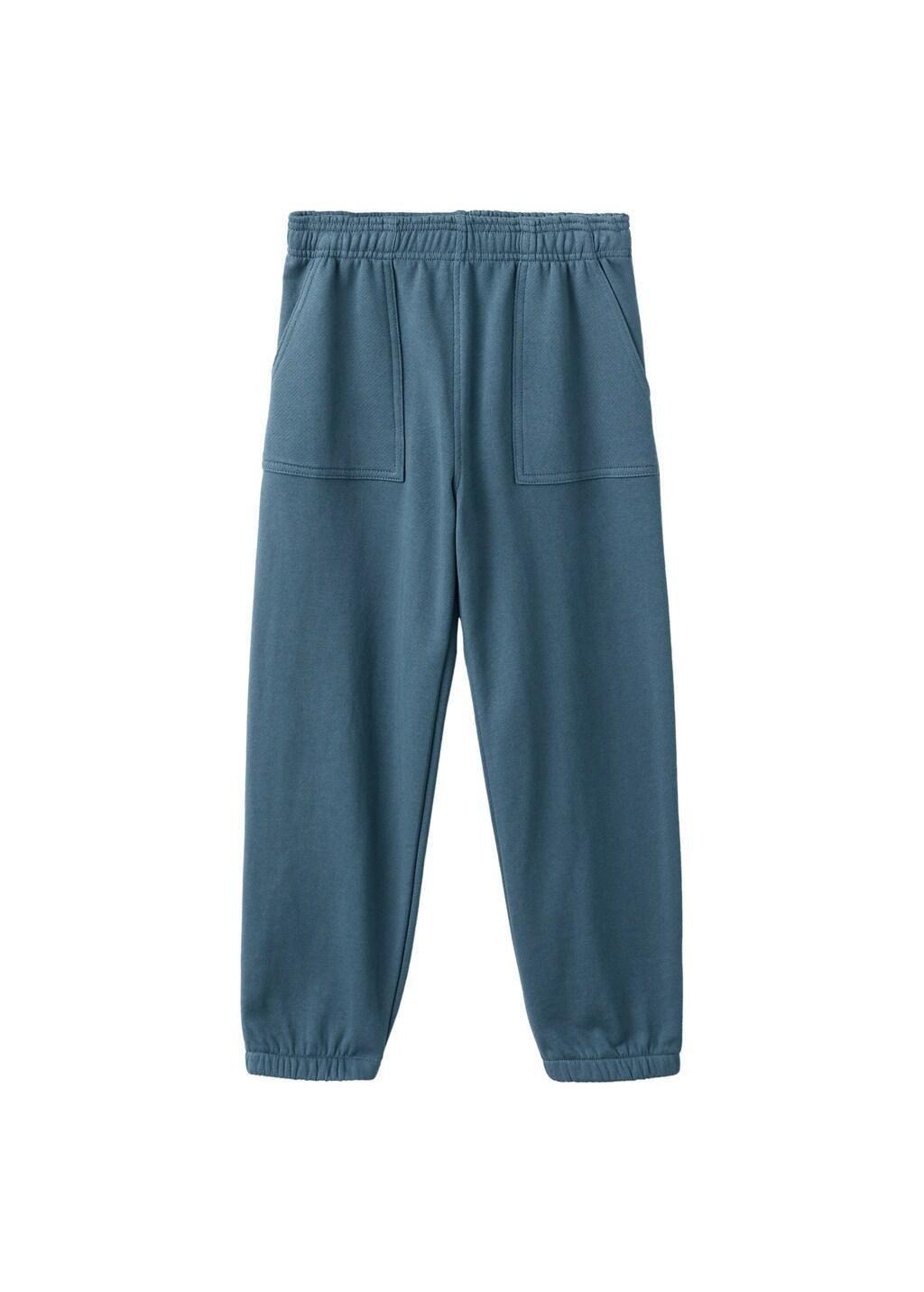 Blue Cotton Jogger Trousers, Kids Boys, Dark Blue, large image number 3