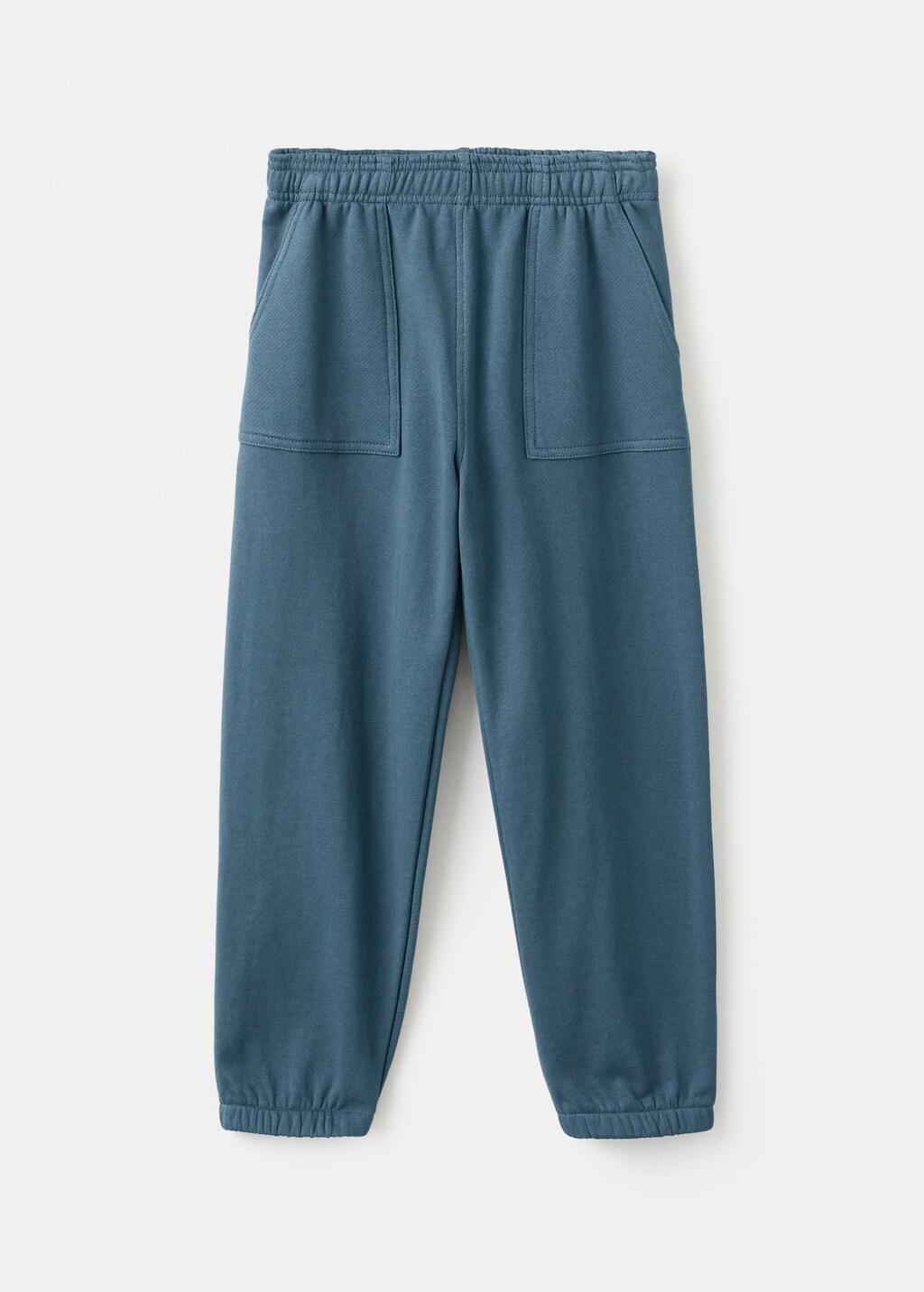 Blue Cotton Jogger Trousers, Kids Boys, Dark Blue, large image number 4