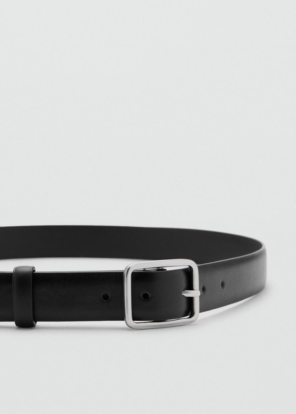 Black 100% Leather Belt, Black, medium