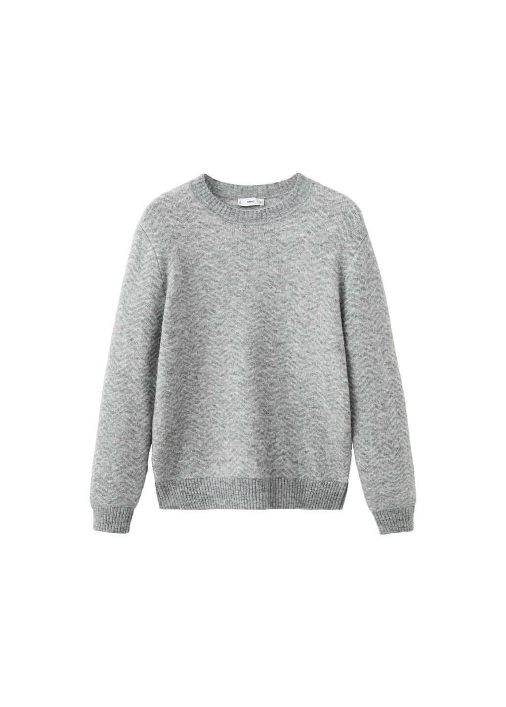 Grey Knit Striped Sweater, Grey, large image number 6