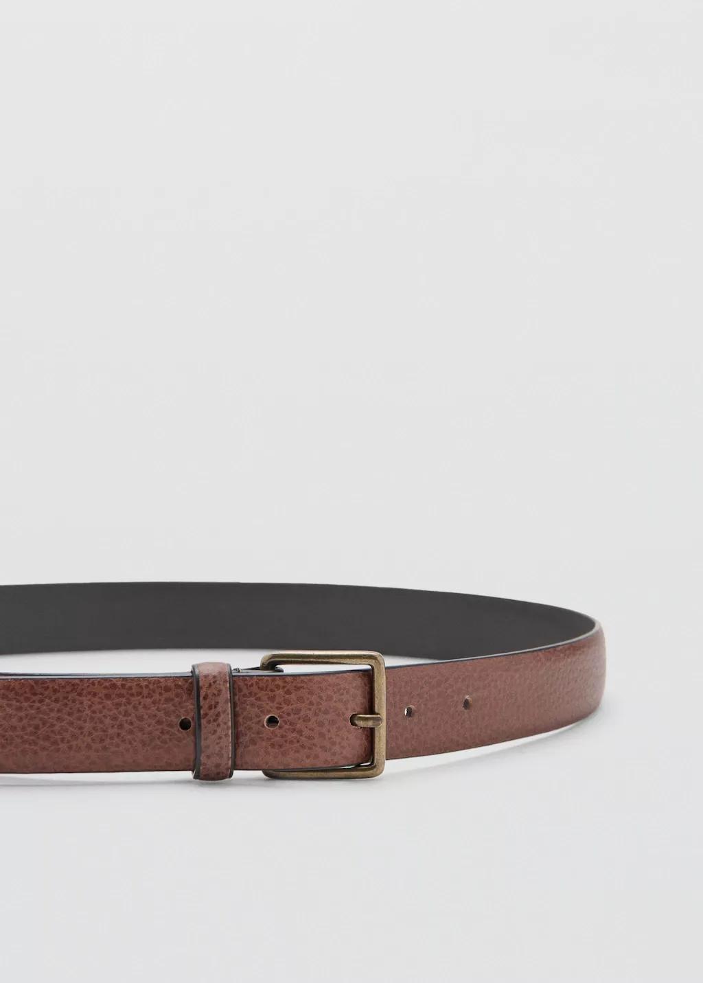 Brown Pebbled Leather Belt, Medium Brown, large image number 1