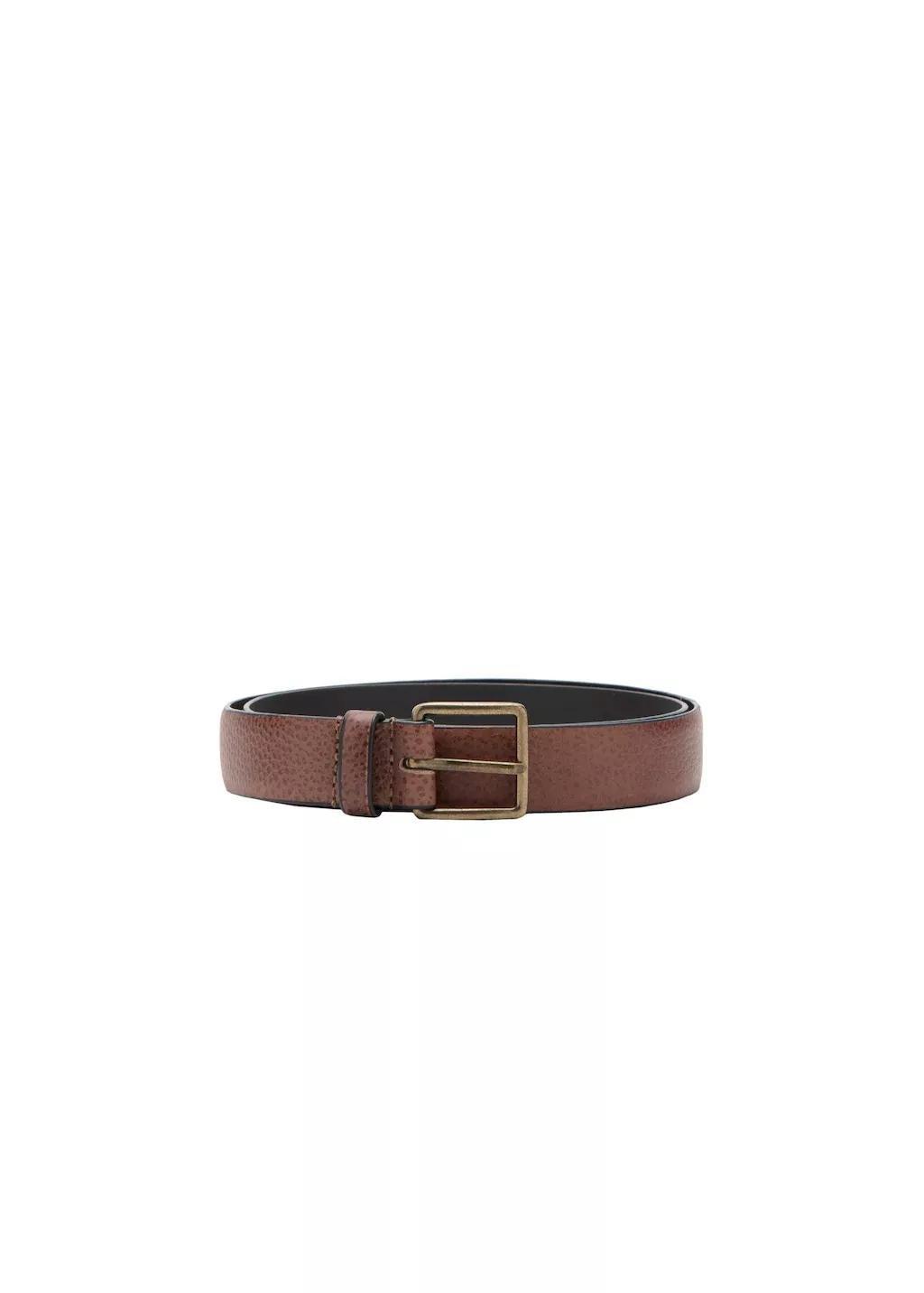 Brown Pebbled Leather Belt, Medium Brown, large image number 2