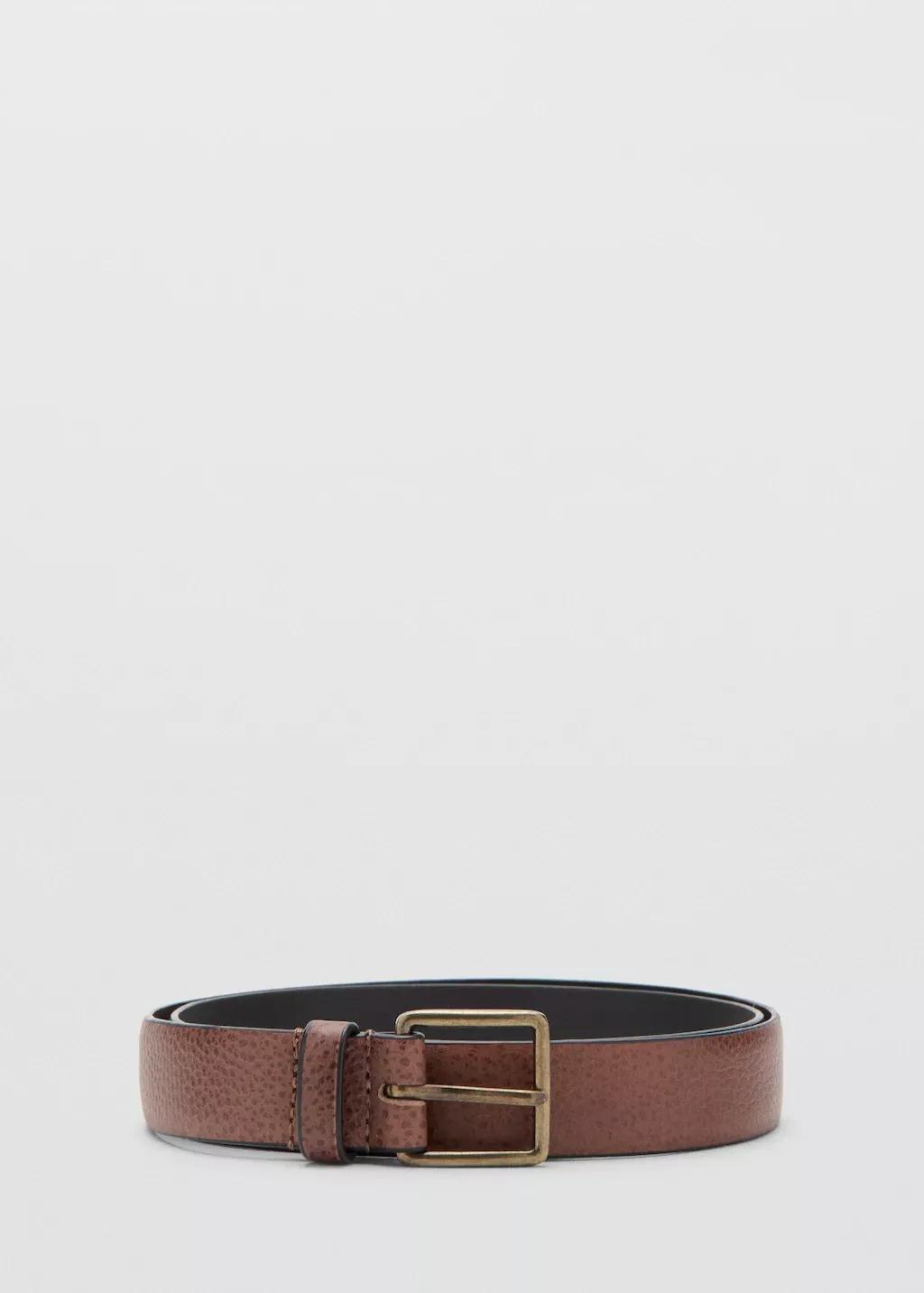 Brown Pebbled Leather Belt, Medium Brown, large image number 3