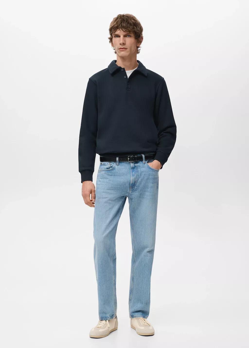 Navy Regular-Fit Polo Sweatshirt, Navy, large image number 0