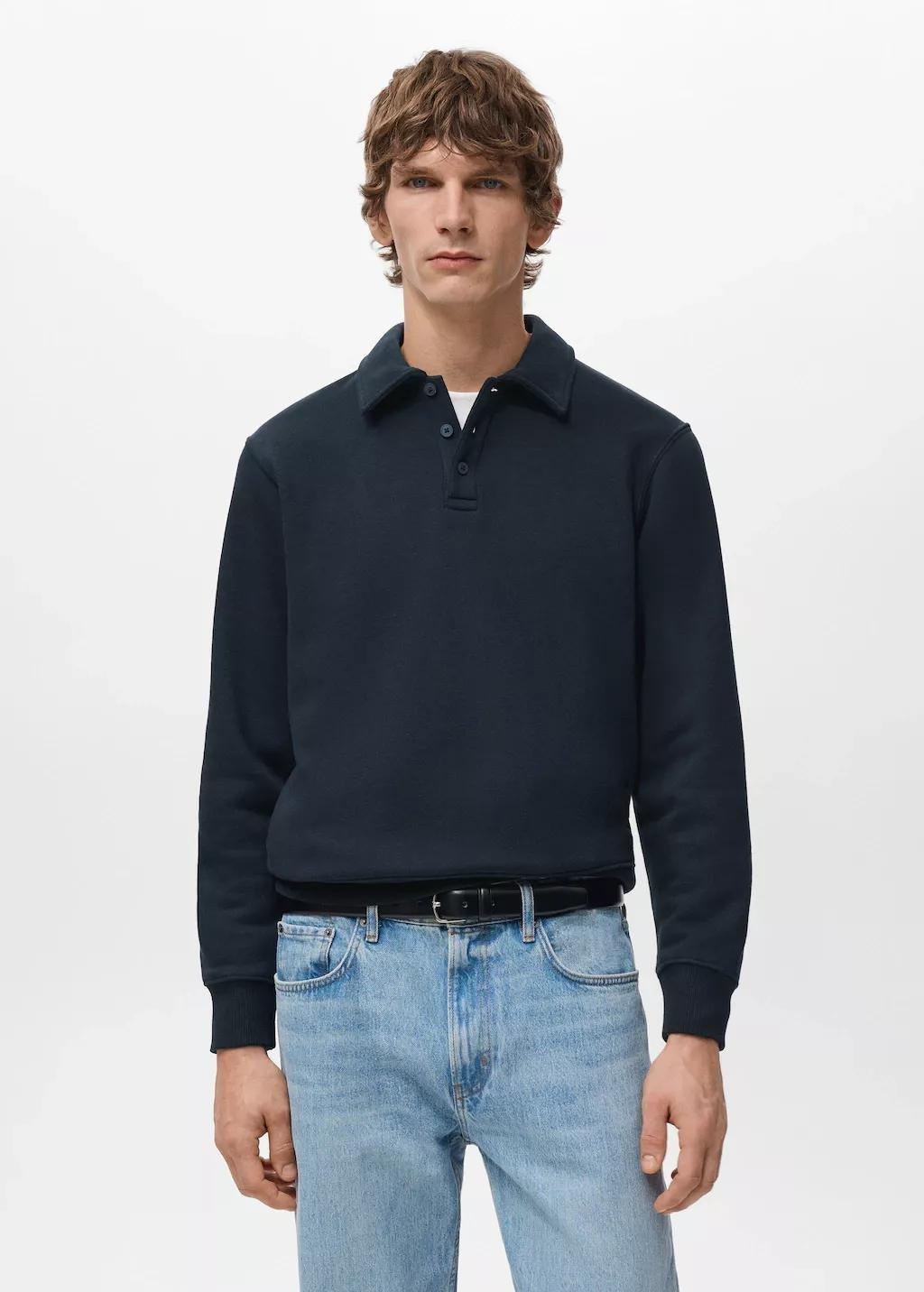 Navy Regular-Fit Polo Sweatshirt, Navy, large image number 3