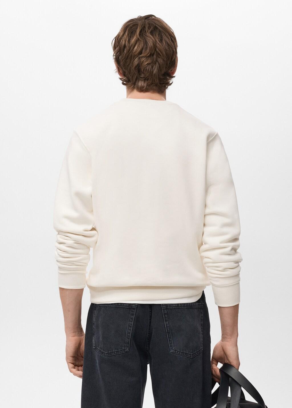 White Regular-Fit Cotton Sweatshirt, White, medium