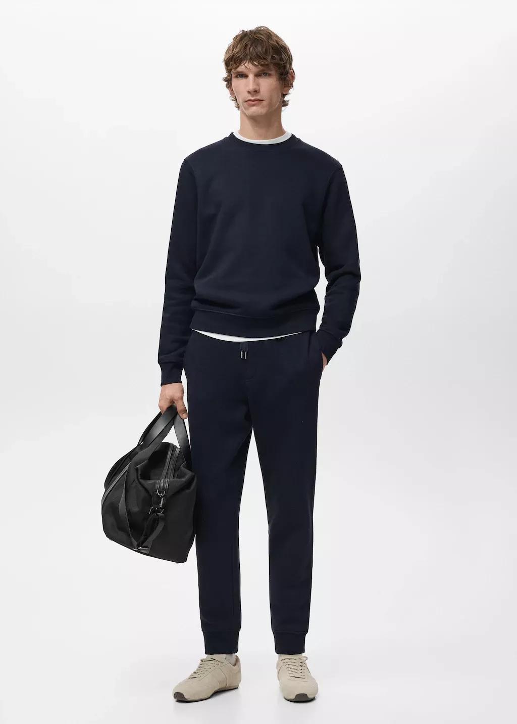 Navy Regular-Fit Cotton Sweatshirt, Navy, large image number 0