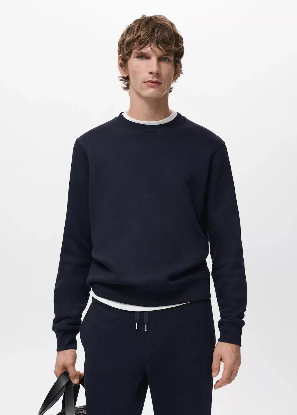 Navy Regular-Fit Cotton Sweatshirt, Navy, large image number 3