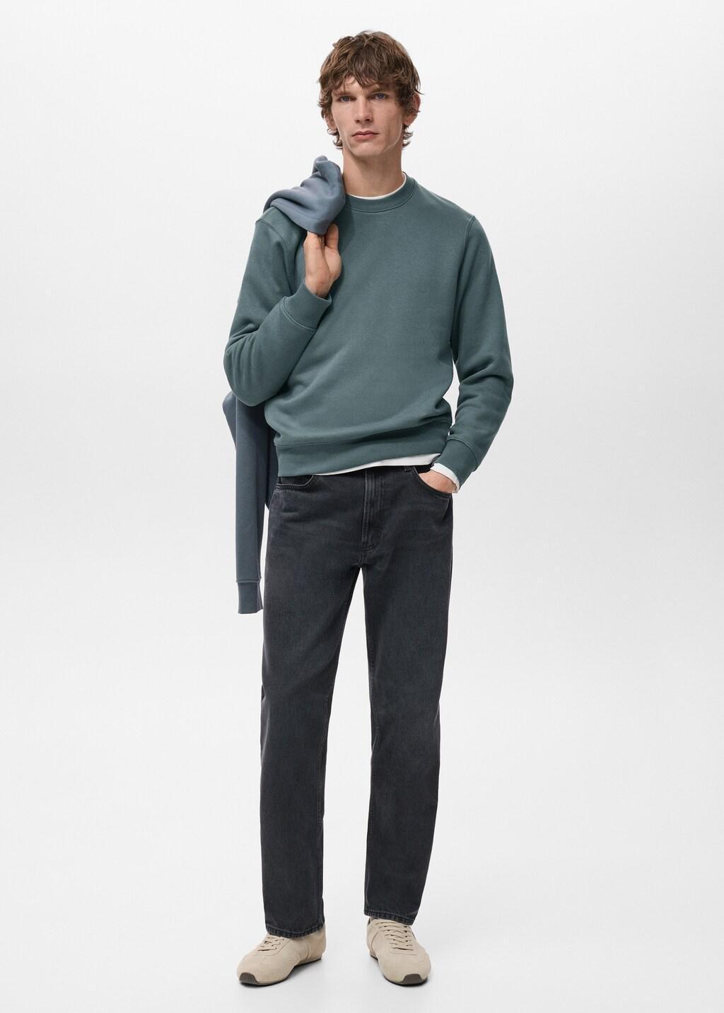 Blue Regular-Fit Cotton Sweatshirt, Dark Blue, large image number 0