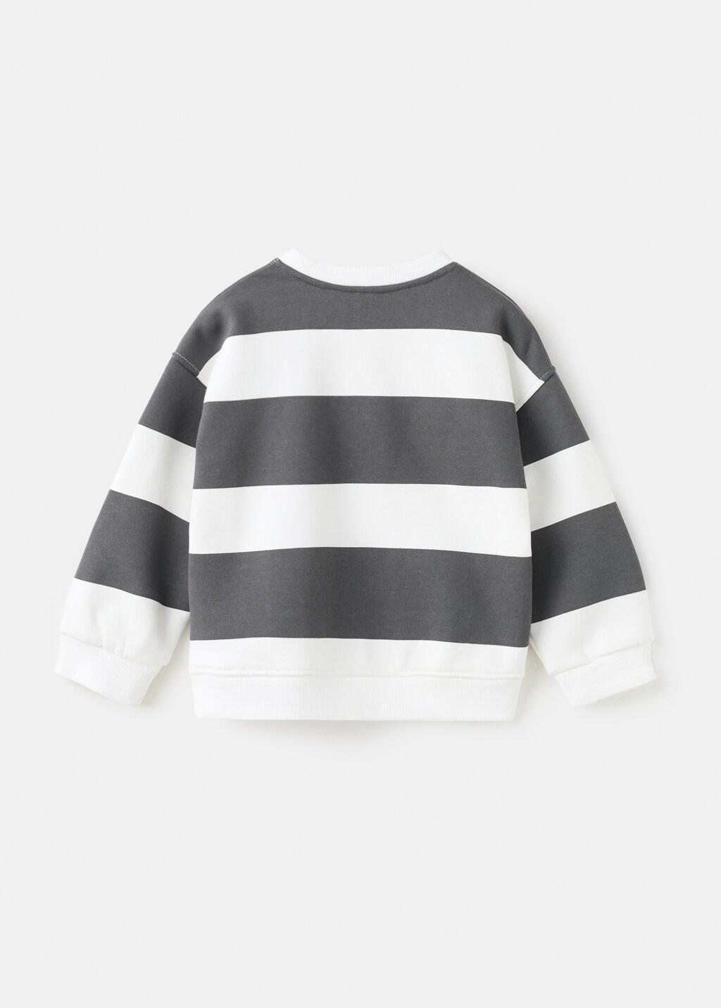 Grey Striped Sweatshirt, Baby Boys, Charcoal, large image number 2