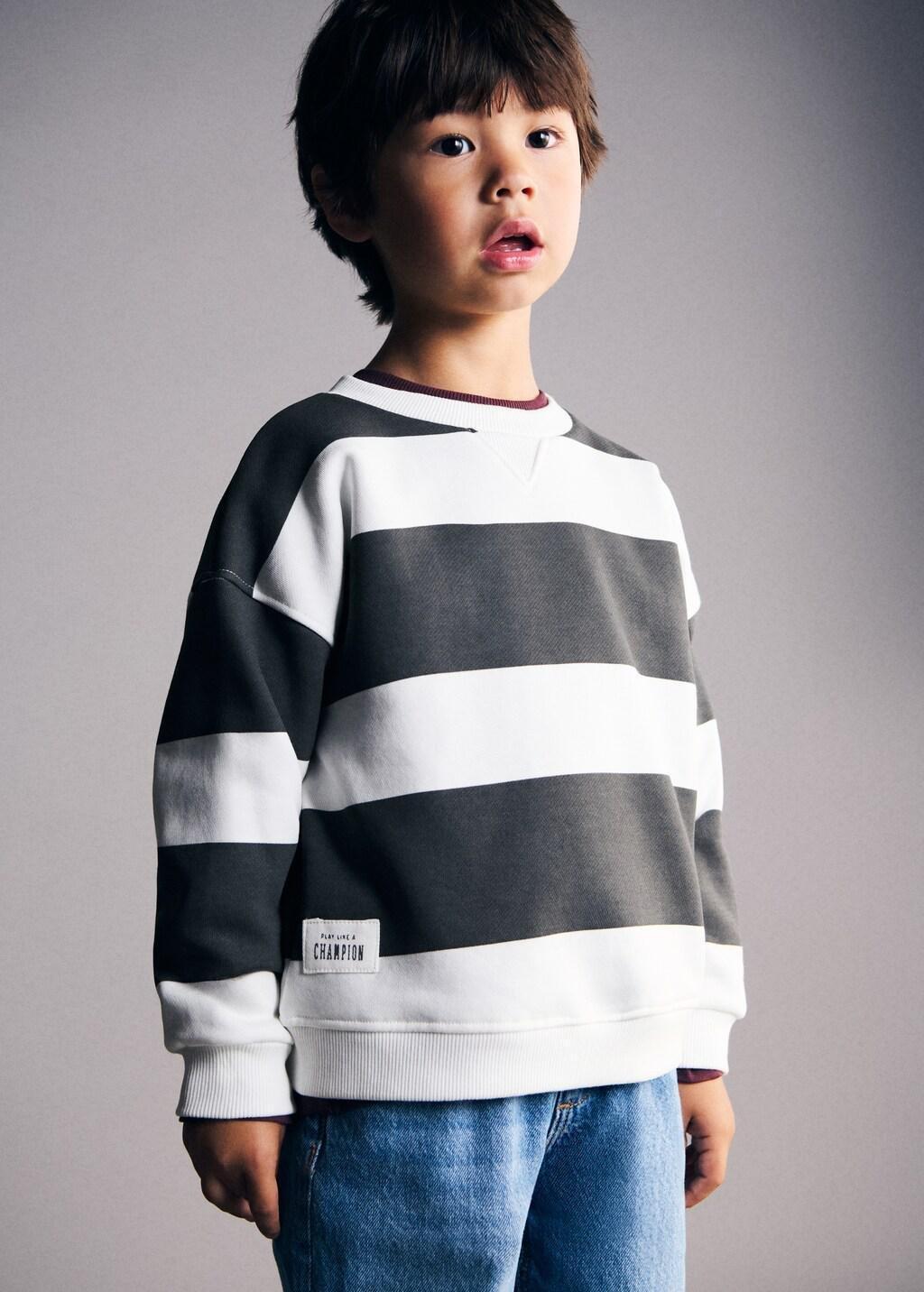 Grey Striped Sweatshirt, Baby Boys, Charcoal, large image number 3
