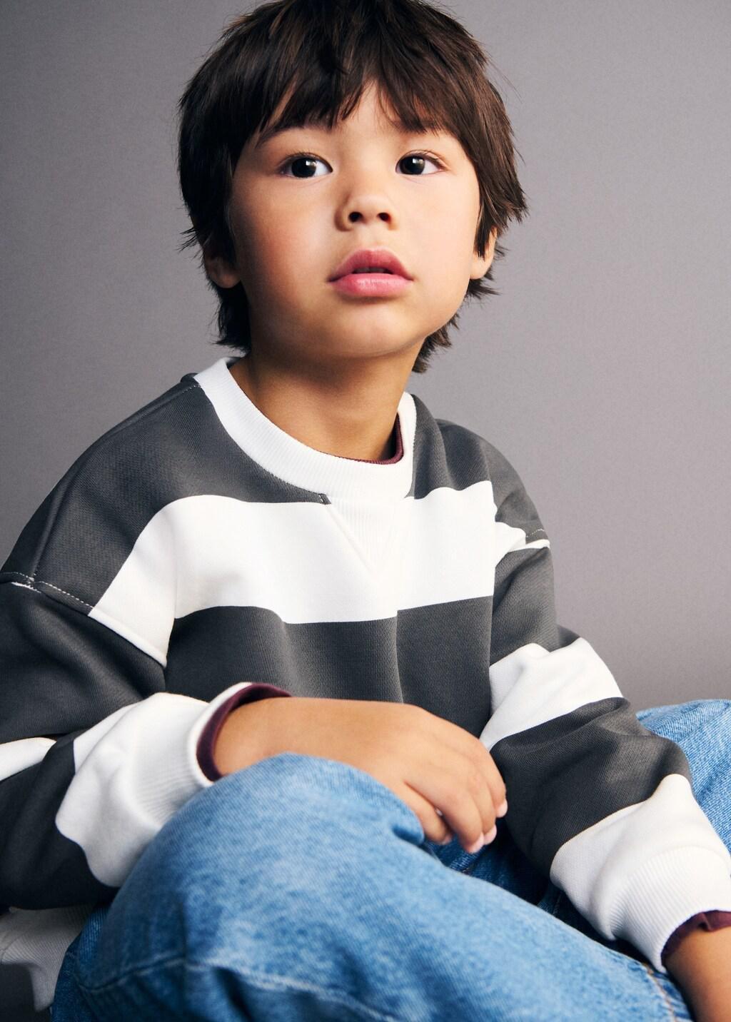 Grey Striped Sweatshirt, Baby Boys, Charcoal, large image number 4