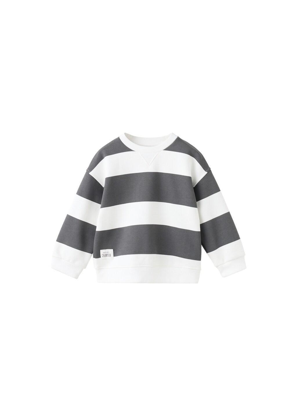 Grey Striped Sweatshirt, Baby Boys, Charcoal, large image number 6
