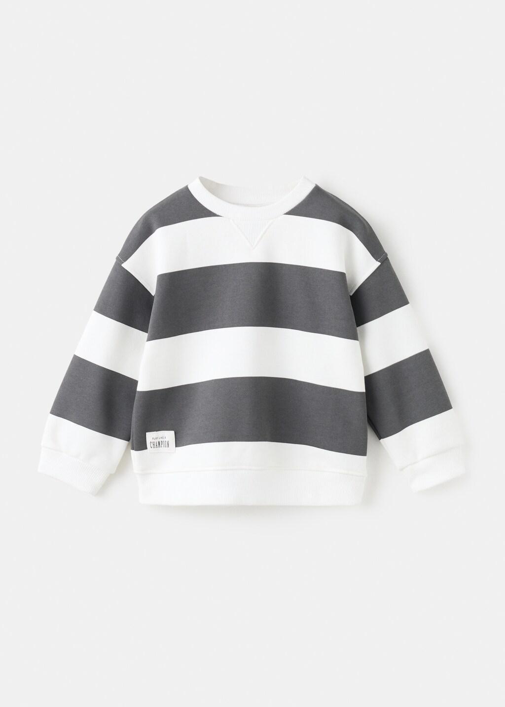 Grey Striped Sweatshirt, Baby Boys, Charcoal, large image number 7
