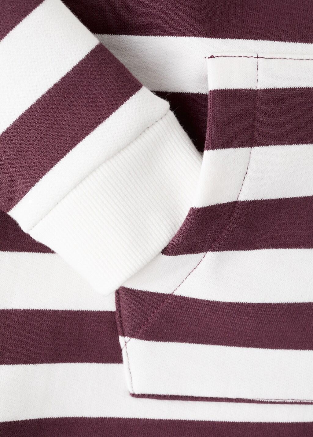 Red Striped Hooded Sweatshirt, Kids Unisex, Dark Red, large image number 1