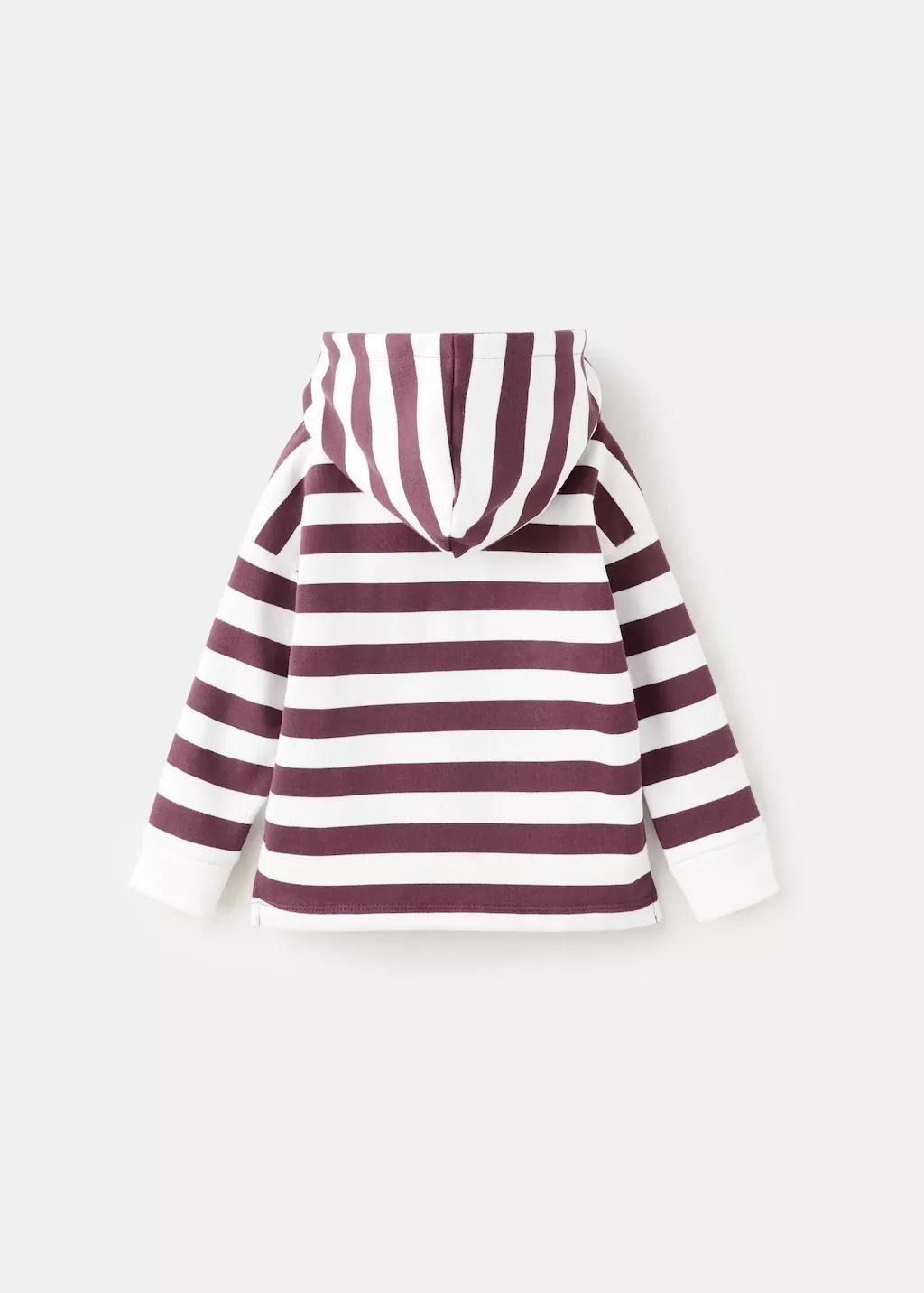 Red Striped Hooded Sweatshirt, Kids Unisex, Dark Red, medium