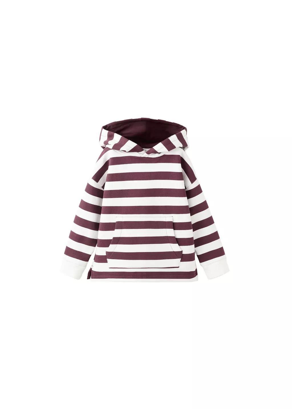 Red Striped Hooded Sweatshirt, Kids Unisex, Dark Red, large image number 6
