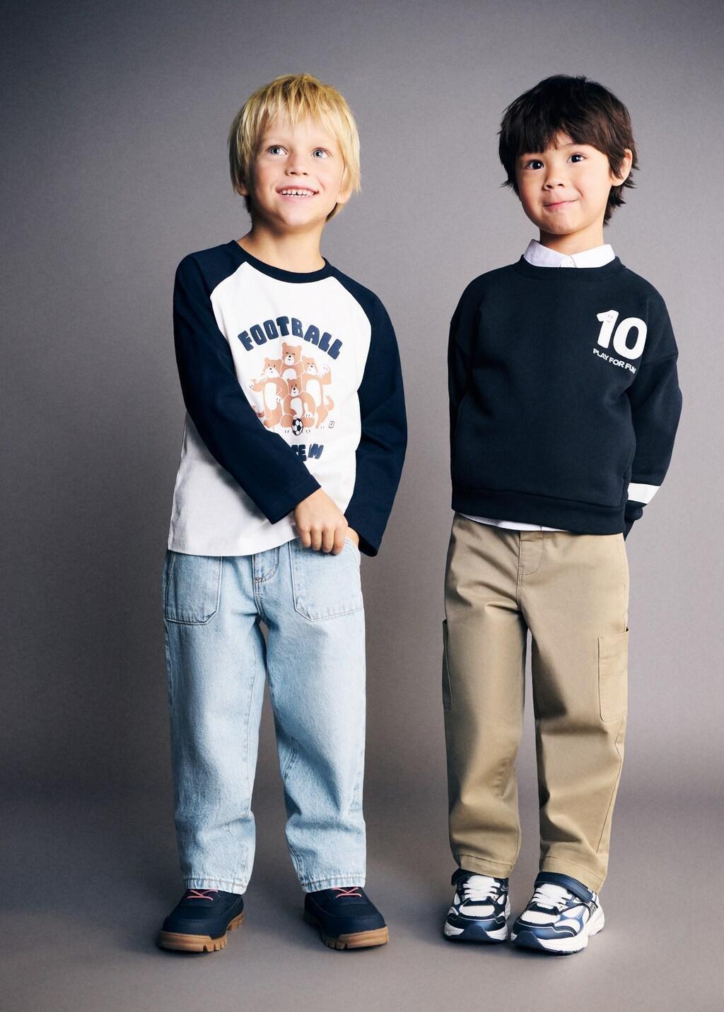 Navy Printed Cotton Sweatshirt, Baby Boys, Navy, large image number 0