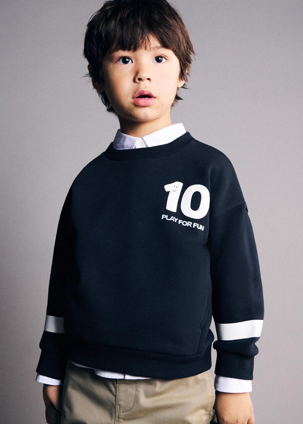 Navy Printed Cotton Sweatshirt, Baby Boys, Navy, large image number 3