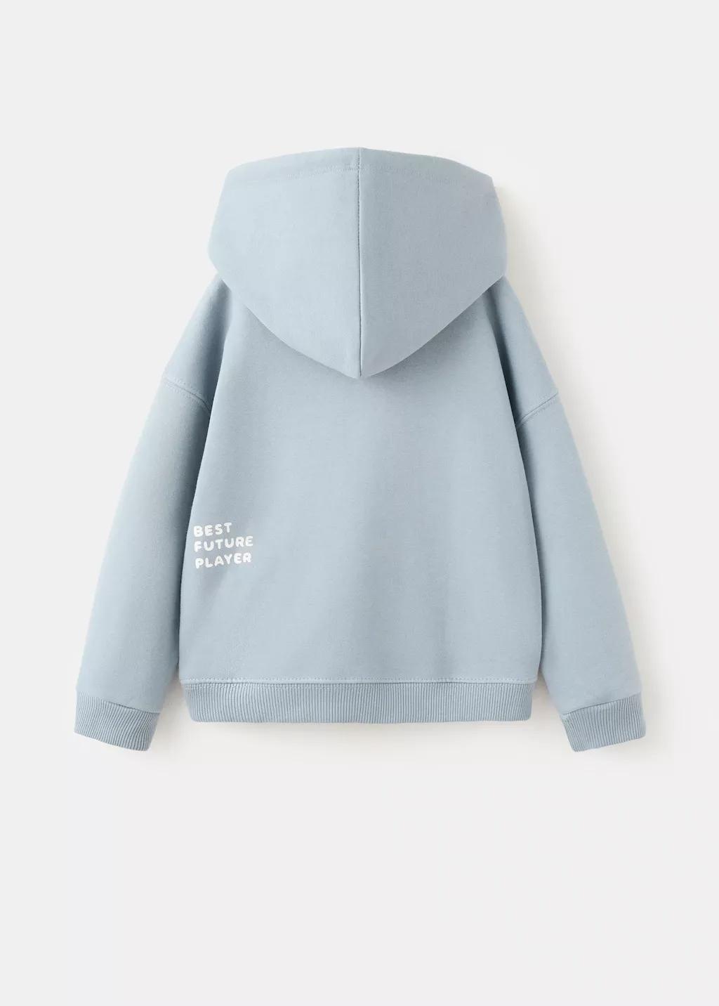 Blue Printed Hoodie, Kids Unisex, Light-Pastel Blue, medium