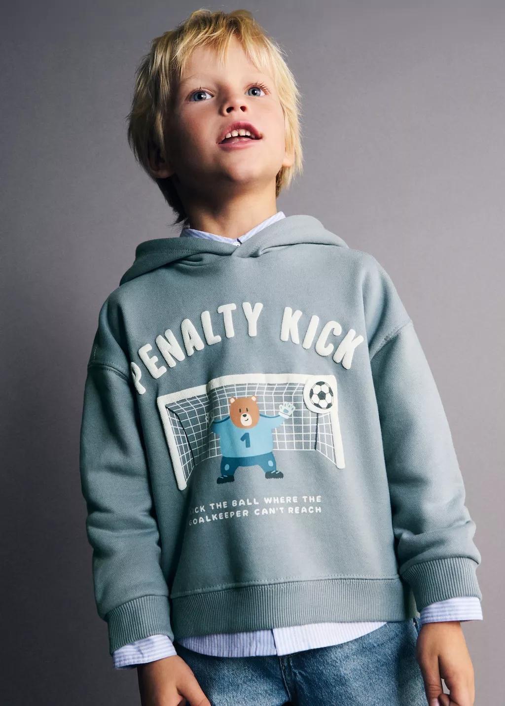 Blue Printed Hoodie, Kids Unisex, Light-Pastel Blue, large image number 3