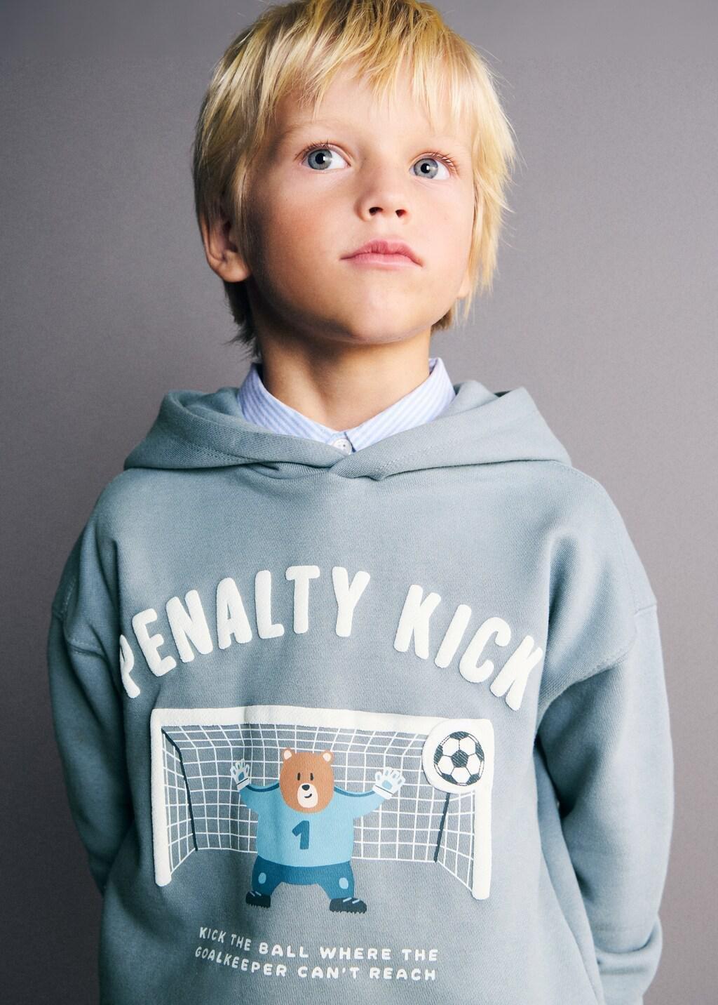 Blue Printed Hoodie, Kids Unisex, Light-Pastel Blue, large image number 4