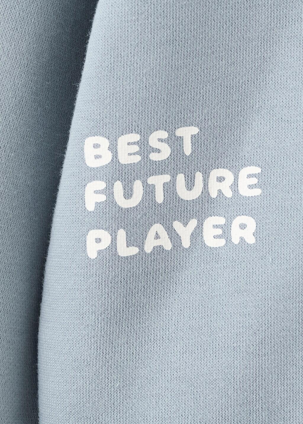 Blue Printed Hoodie, Kids Unisex, Light-Pastel Blue, large image number 5