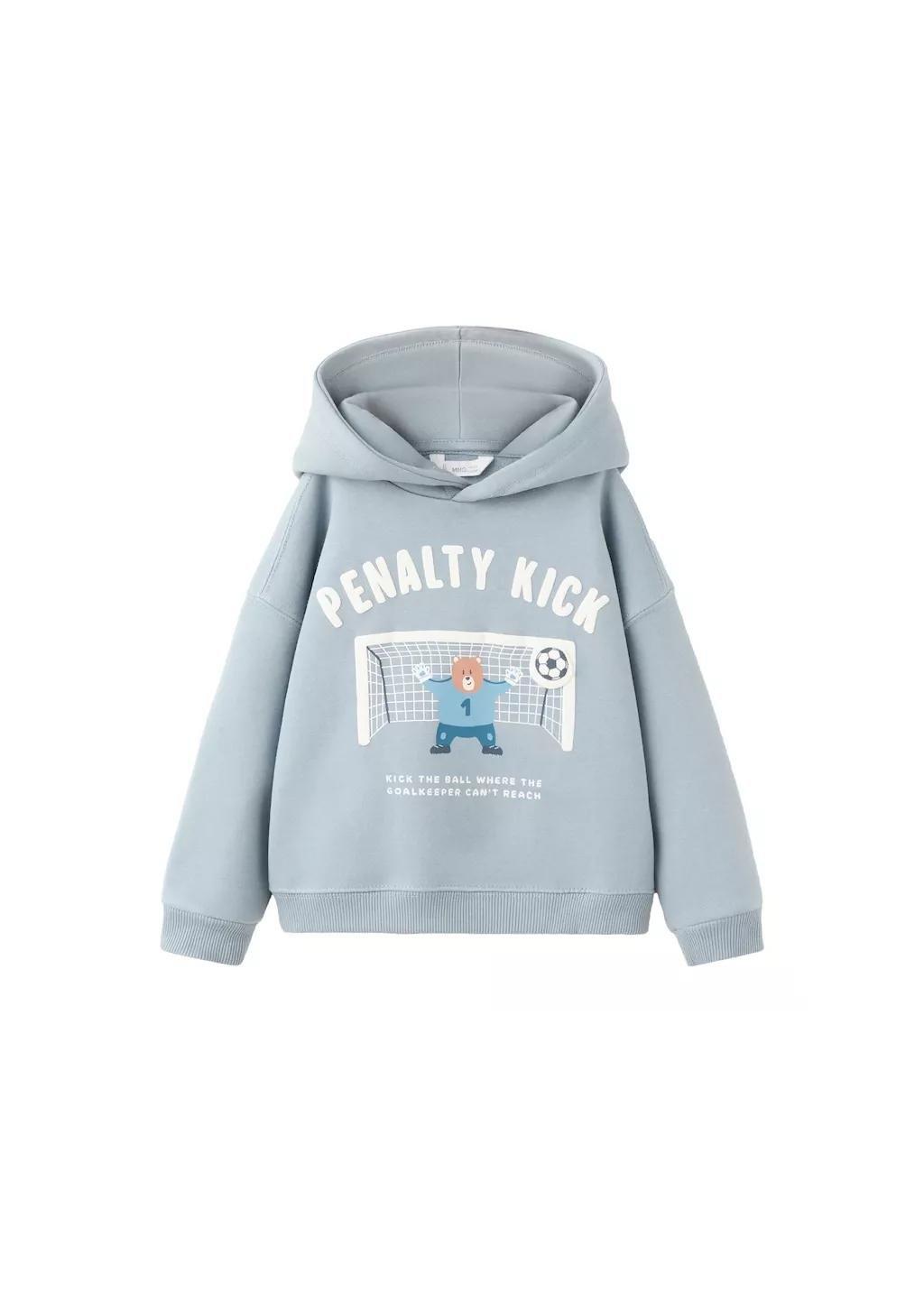 Blue Printed Hoodie, Kids Unisex, Light-Pastel Blue, large image number 6