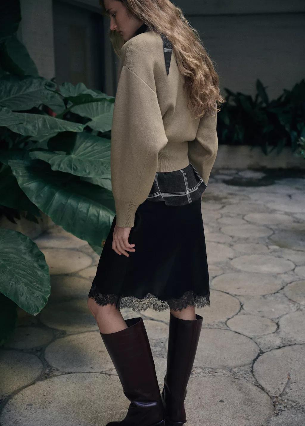 Grey Oversized Perkins-Neck Sweater, Light Pastel Grey, large image number 2