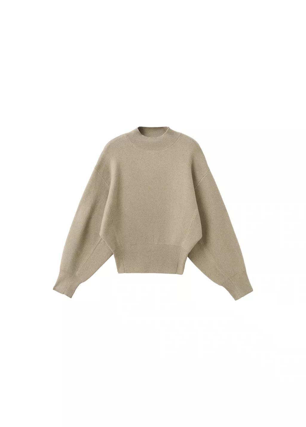 Grey Oversized Perkins-Neck Sweater, Light Pastel Grey, large image number 6