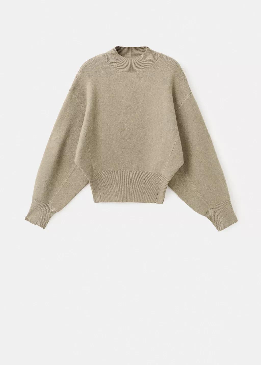 Grey Oversized Perkins-Neck Sweater, Light Pastel Grey, large image number 7