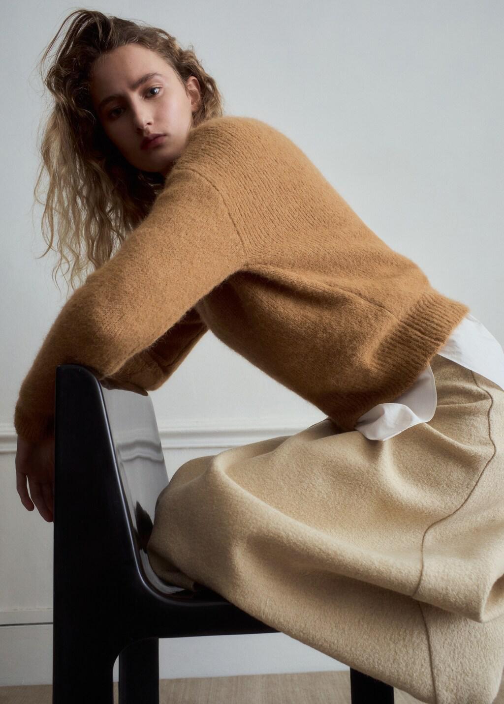 Brown Alpaca-Blend Crew-Neck Sweater, Medium Brown, large image number 4