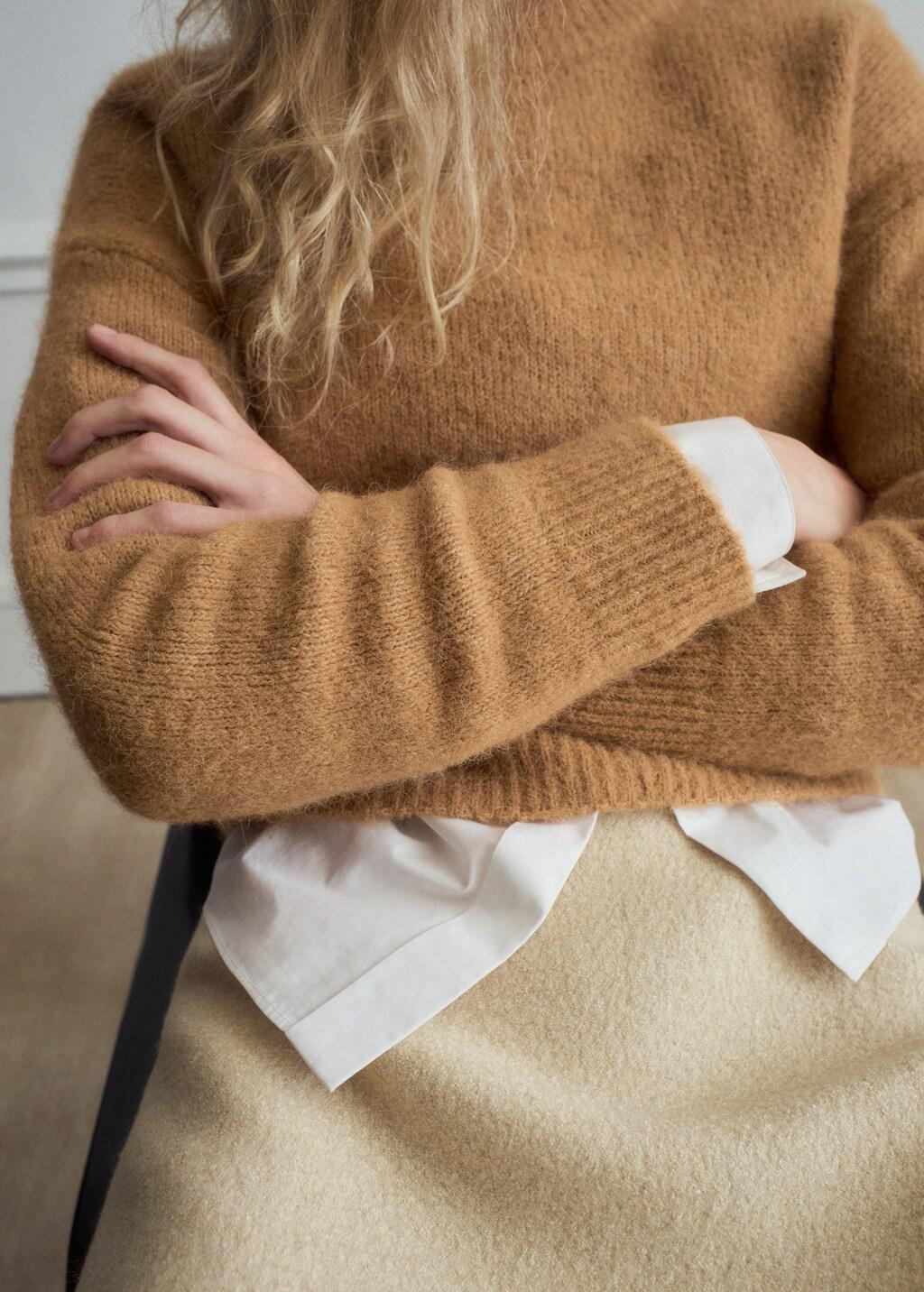 Brown Alpaca-Blend Crew-Neck Sweater, Medium Brown, large image number 6