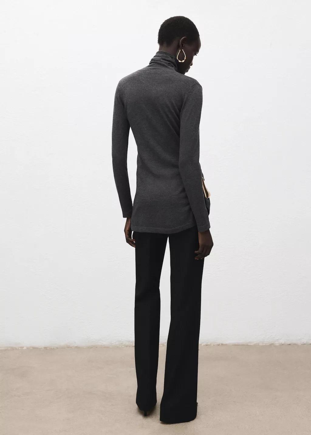 Grey Turtleneck Sweater With Brooch, Charcoal, large image number 2