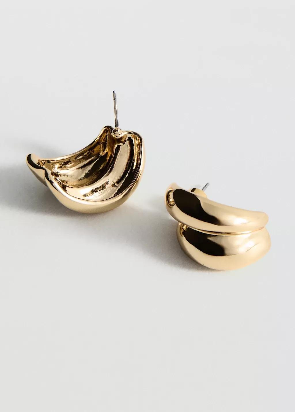 GOLD Embossed semi-hoop earrings, 0201_OR, large image number 1