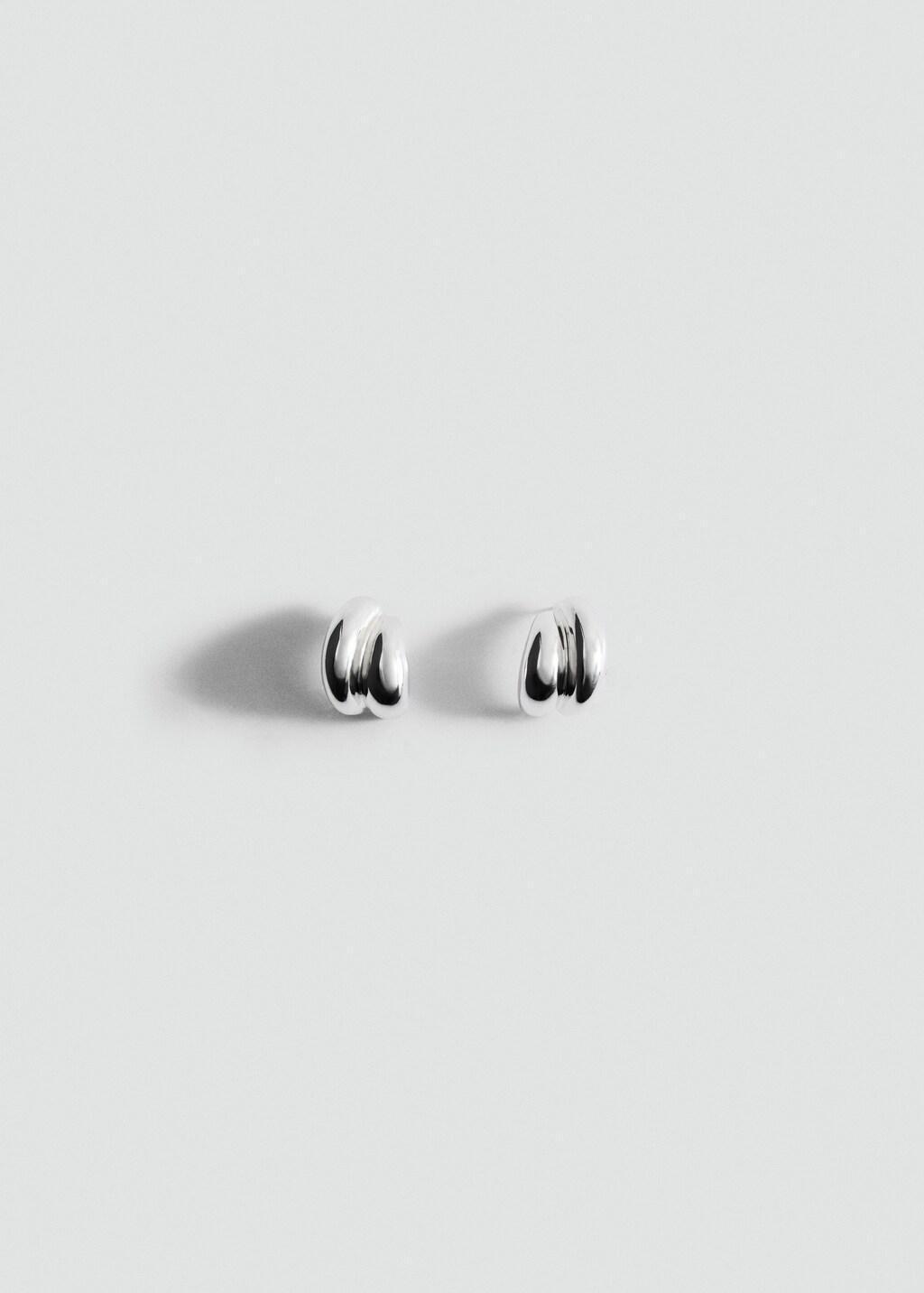 Silver Embossed Semi-Hoop Earrings, Silver, large image number 2