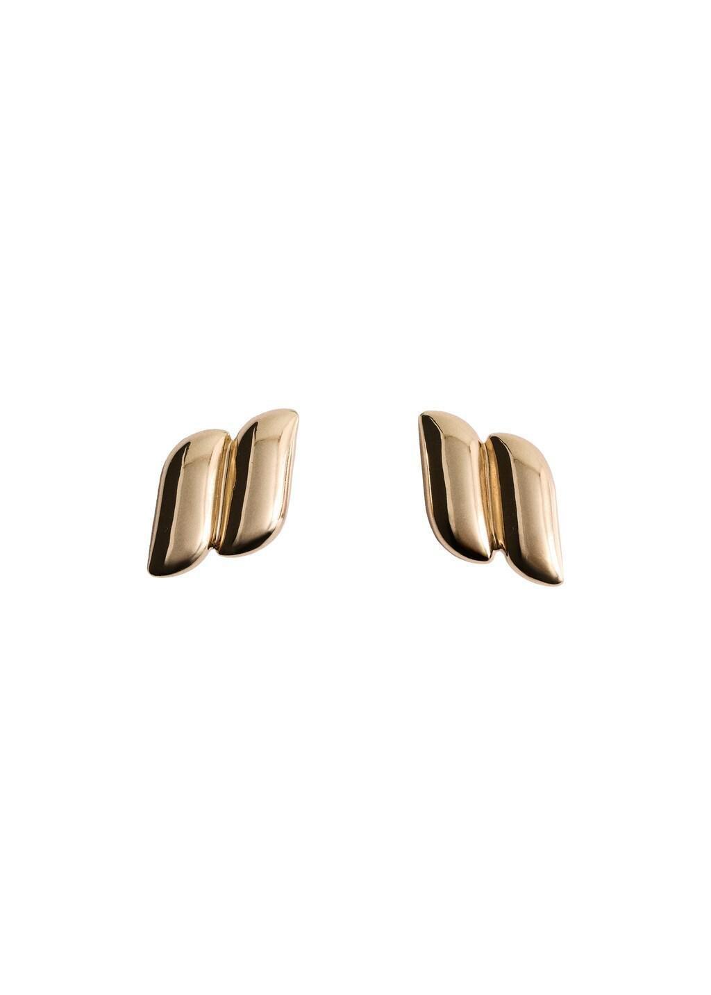 Gold Earrings With Geometric Relief, Gold, medium
