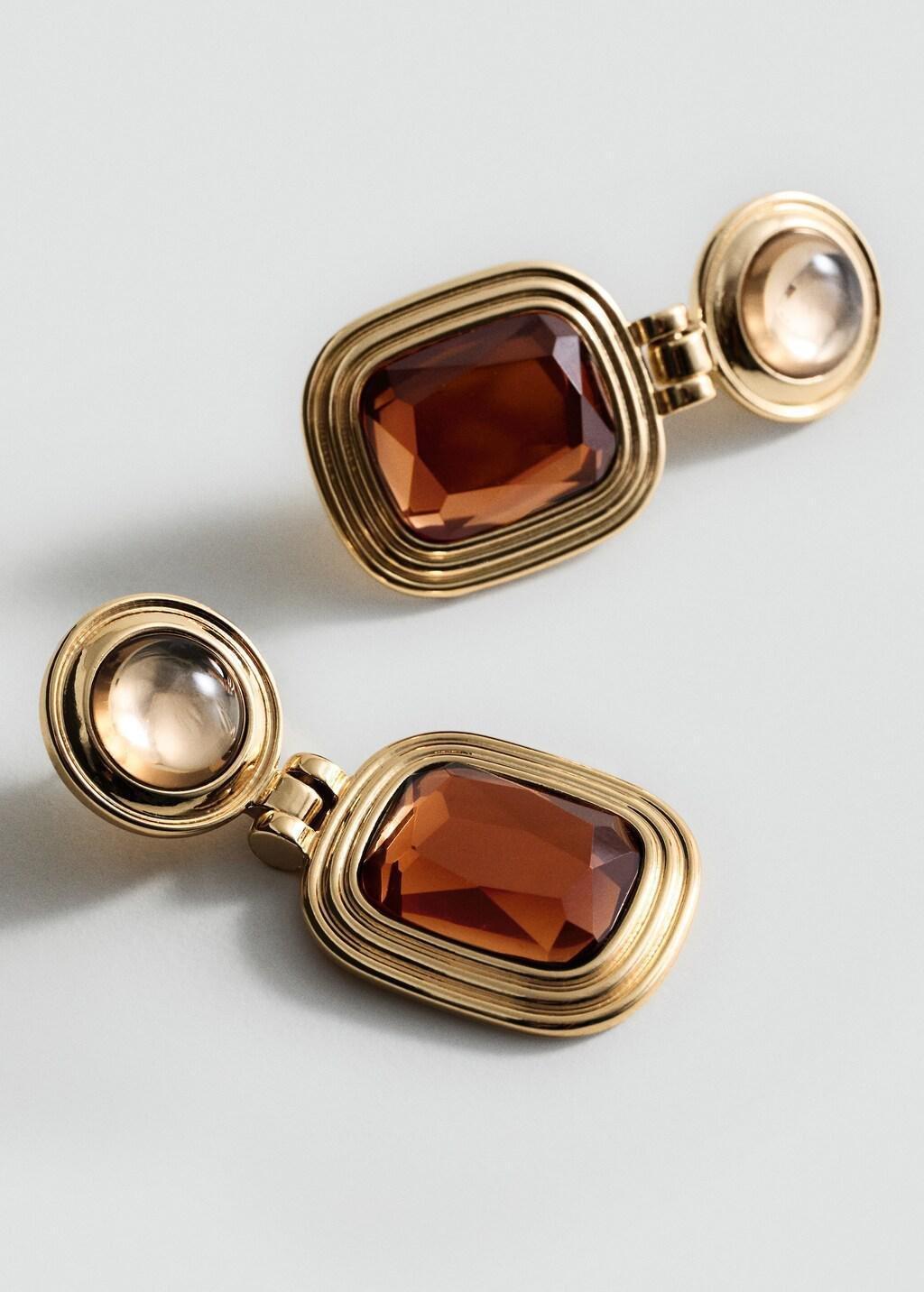 Gold Combined Resin Hanging Earrings, 0201_OR, medium