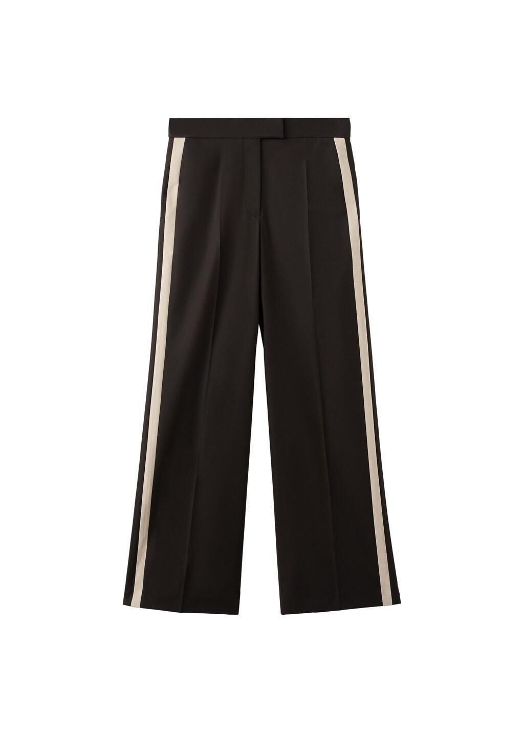 Brown Wide-Leg Trousers With Contrast Stripe, Dark Brown, large image number 6