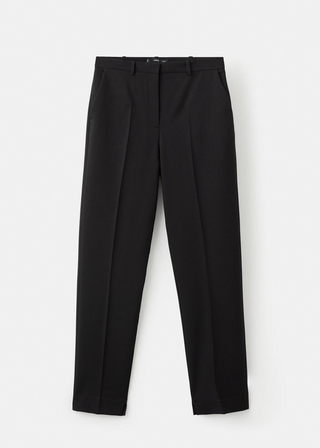 Black Straight Suit Trousers, Black, large image number 8