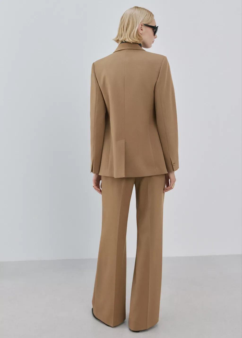 Brown Straight Low-Rise Suit Trousers, Medium Brown, medium