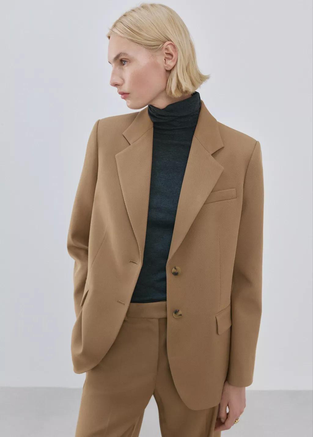 Brown Straight Low-Rise Suit Trousers, Medium Brown, large image number 5